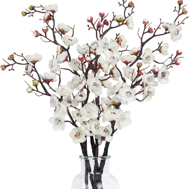 Artificial Flowers Spring Plum Blossom Peach Branch Silk Flowers for Home Wedding Party New Year Decoration Wreaths Accessories 2