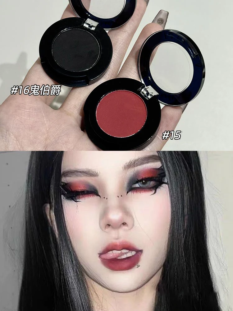 Punk Smoky Red Black Eye Shadow Palette Waterproof Gothic Matte Blue Eyeshadow Tray Women Halloween Eye Pigments Makeup Palette