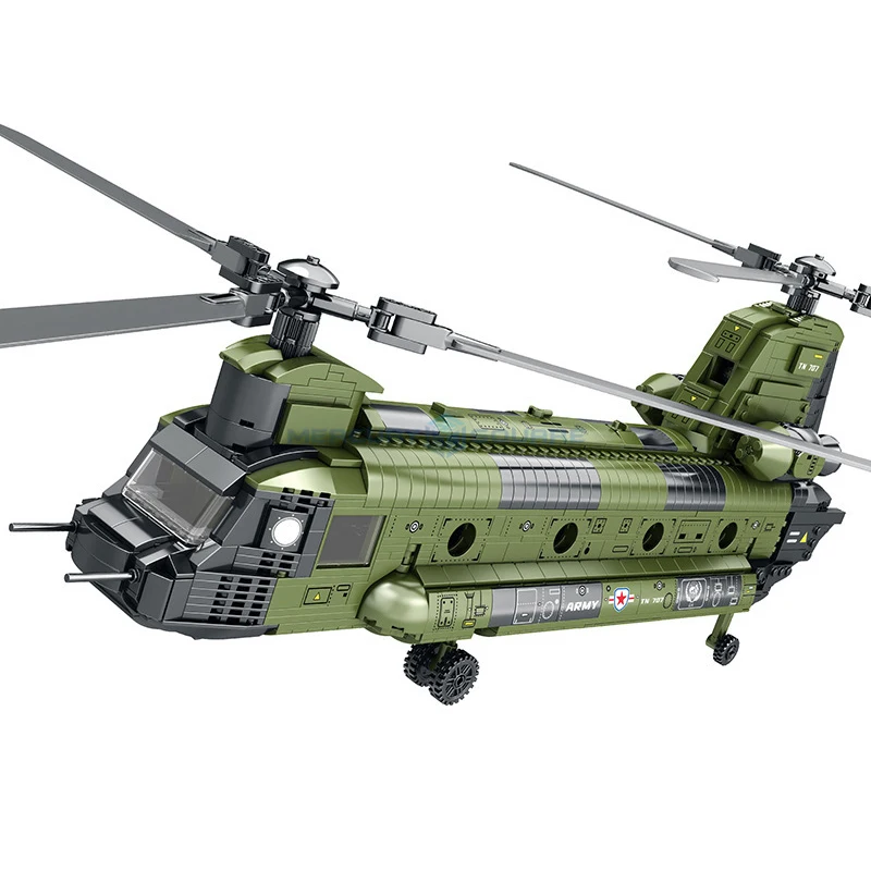 Ch-47 Heavy Multi Functional Transport Helicopter Moc 33031 Model Bricks Military Fighter Building Blocks Regalo Giocattolo Fai Da Te Bambini Ragazzi