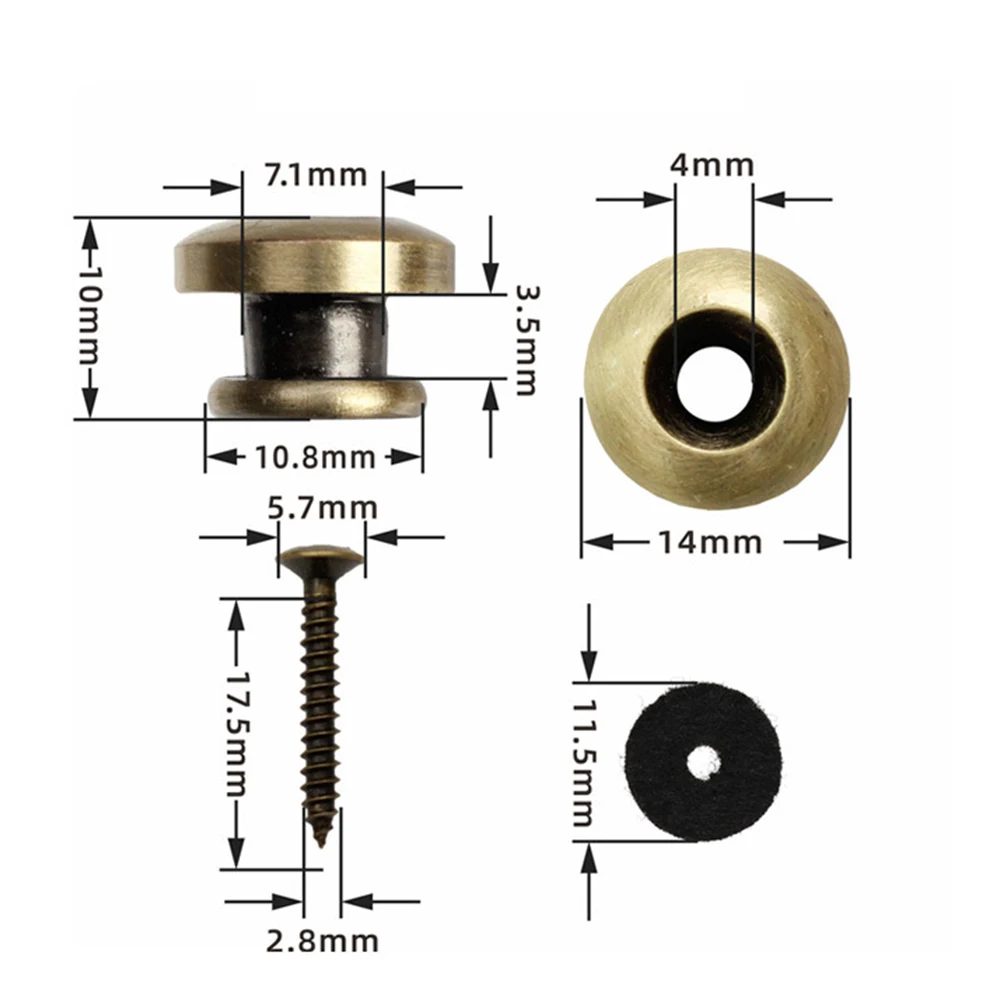 2Pcs Guitar Strap Button Mushroom Head Guitar Strap Lock Guitar Fixator Adjustable Metal for Guitar Bass Ukulele