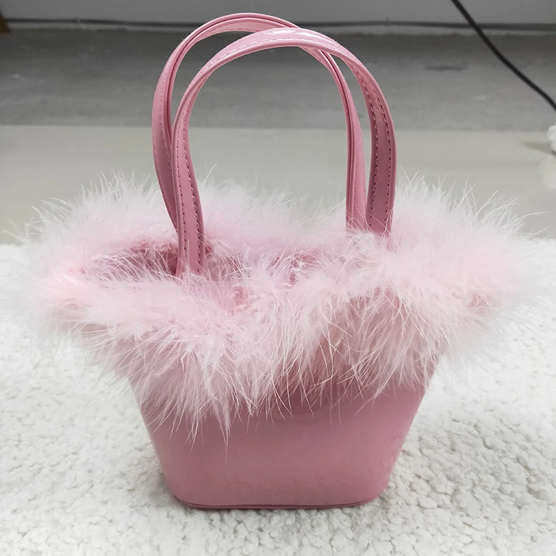 Baby Girl Pink Fur Handbag Toddler Outdoor Portable Wholesale Kid