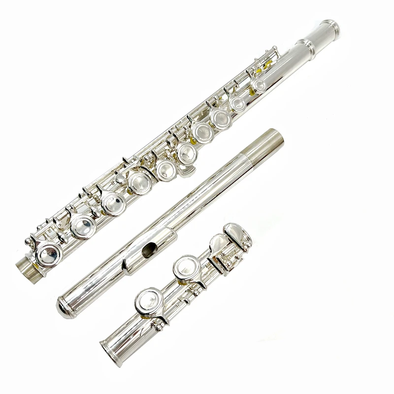 Professional Flute Cupronickel Closed C Tune E Key 16 Hole Flute Silver Plated Musical Instruments With Case and Accessories