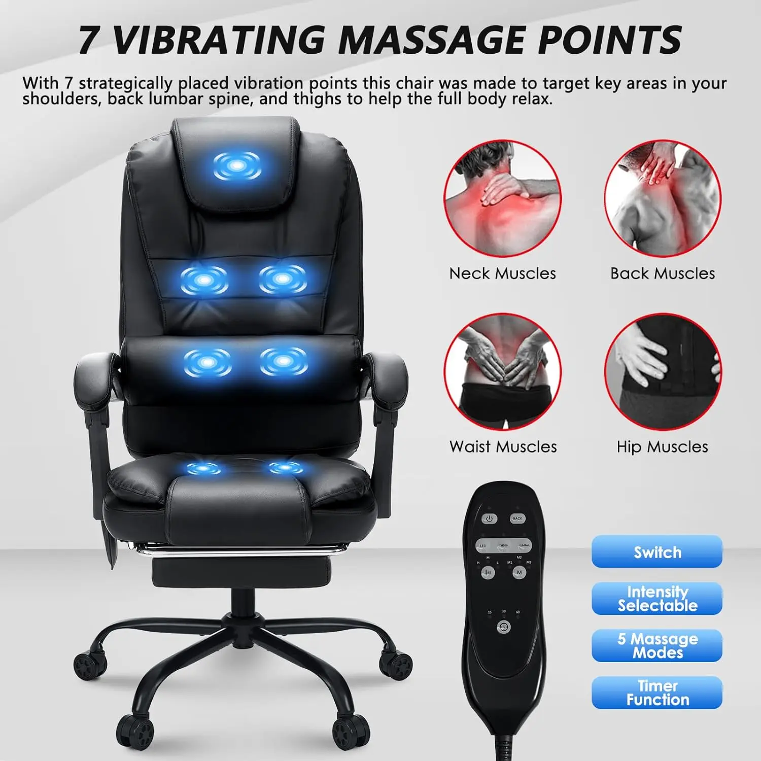 Executive Office Chair with Massage and Footrest Reclining Computer Chair 1