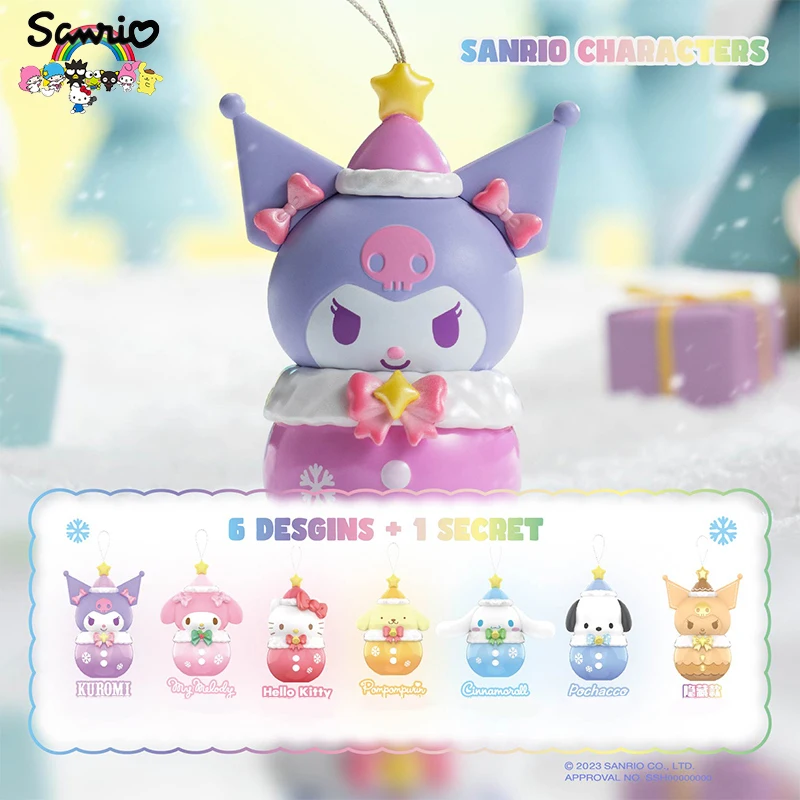 

Sanrio Blind Box Winter Water Tone Bell Series Pendant Kuromi My Melody Cinnamoroll Pachacco Birthday Christmas Gift Animation