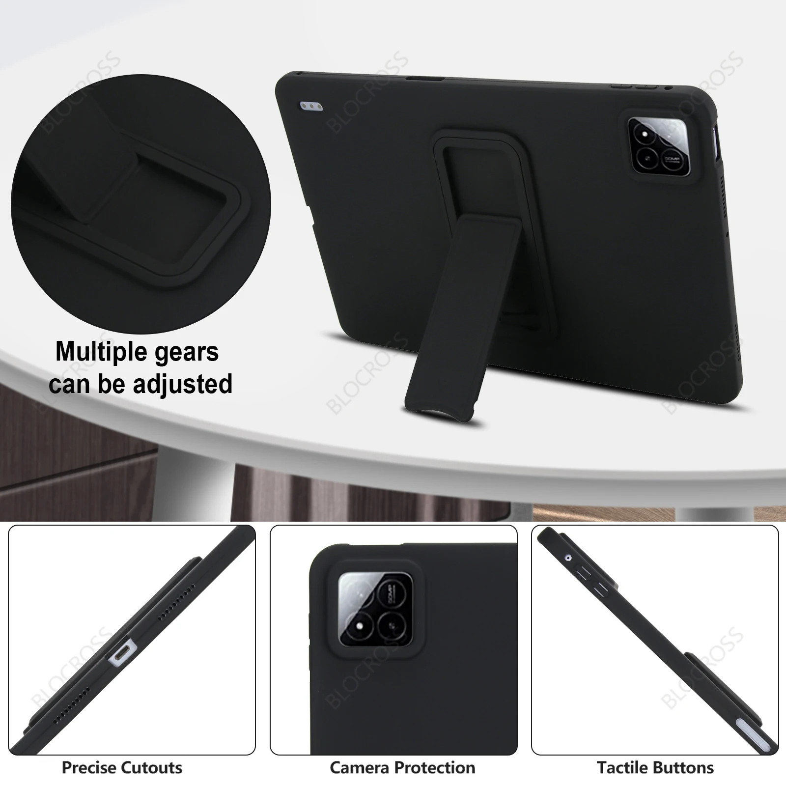 Universal Tablet Cover with Kickstand - Hybrid TPU + PC Skin-Touch Protective Shell