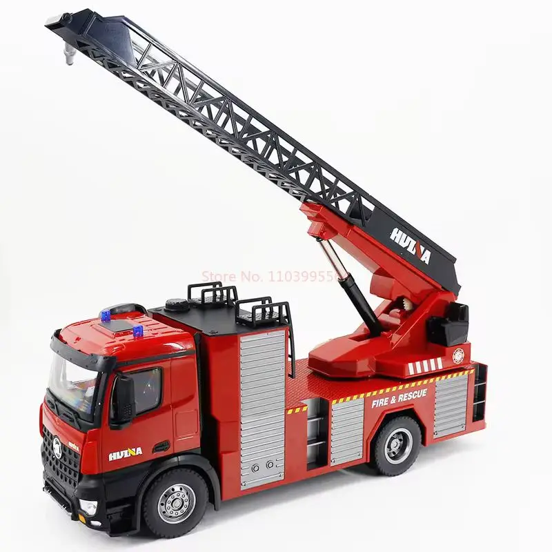 Huina 1:14 Fire Truck Simulation Water Spray Sound Effect Lighting Fire Ladder Multi Functional Engineering Vehicle 6