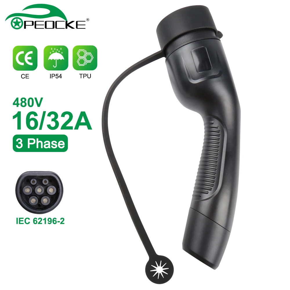 

Peocke EV Charger Plug Adapter Type 2 EVSE Charger Female IEC 62196 Convertor 16A 32A for Electric Car Vehicle Charging Station