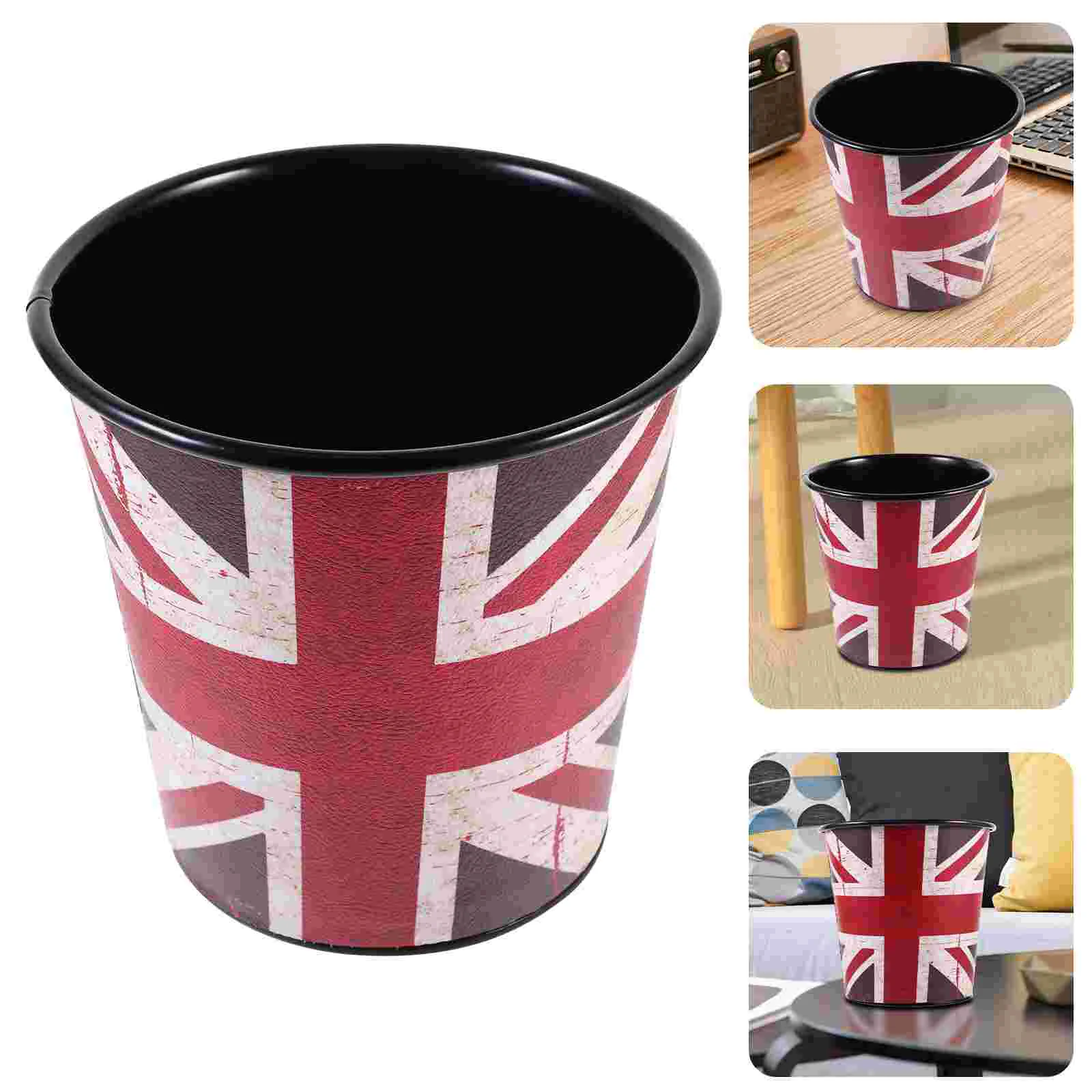 

The Office Waste Paper Basket Wastebasket Desk Trash Can Metal Mini Bin Iron Garbage Container Cans for