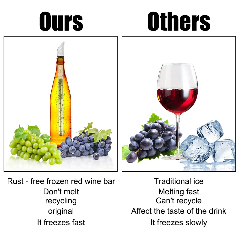 Drink Cooler Rapid Iceless Wine Chilling Rod Aerator Pourer Stainless Steel Cooler Ice Chil Bar Set Bottle Stick