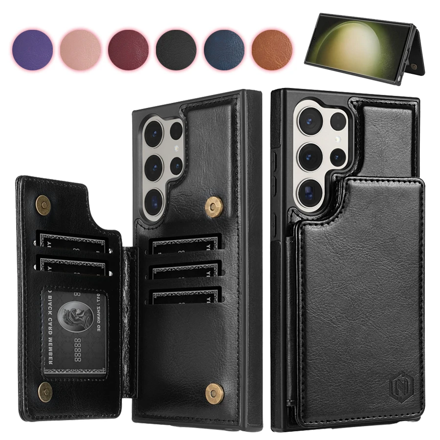 Wallet RFID Blocking Layer Protect Anti-Theft Magnetic Leather Case For Samsung Galaxy S26 Ultra S25 Plus S24 S23 S22 S21 S20 FE