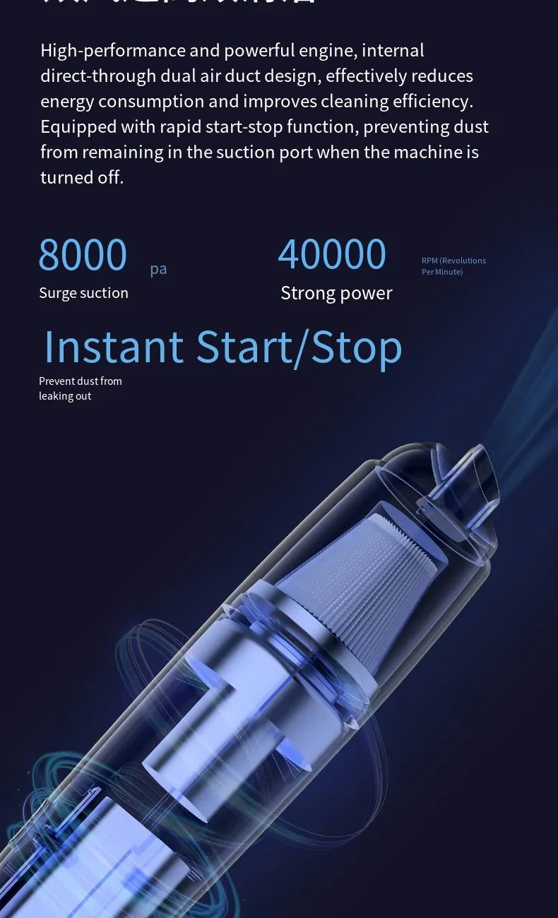 Handheld Car Vacuum - Powerful Suction Mini Cordless Portable Cleaner | Rechargeable Wet Dry