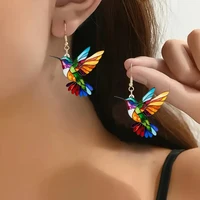 Stained Glass Style Hummingbird Earrings