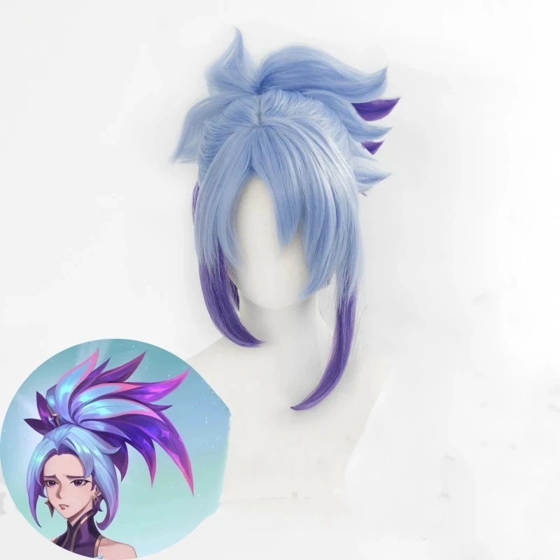 

Парик для косплея Акали из игры «LOL Star Guardian», термостойкие волосы с градиентным переходом цвета для конского хвоста, с шапочкой