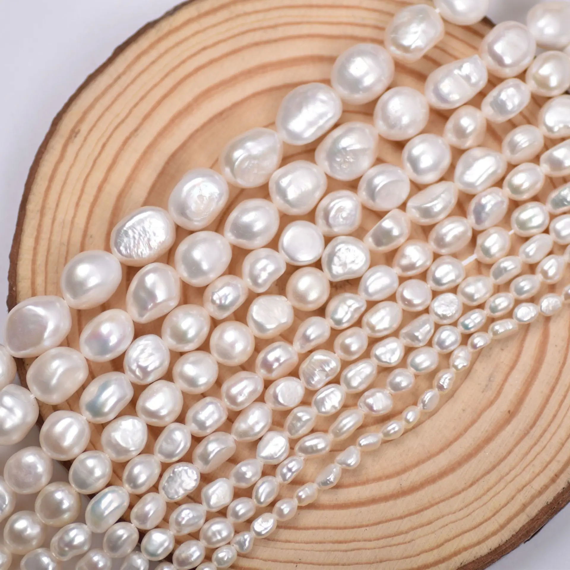 

5-6mm 7-8mm 9-10mm 10-11mm DIY Jewelry White Baroque Potato Natural Freshwater Pearl Beads Strand 14inch