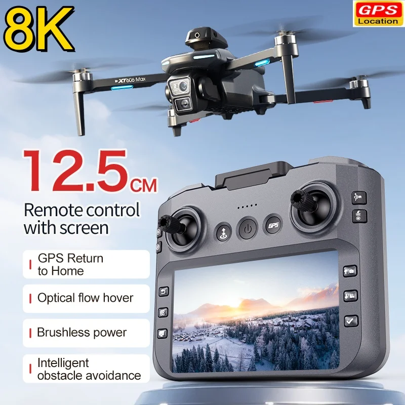 4.3인치 화면 브러시리스 GPS 드론 8K ESC 듀얼 카메라 360 ° 장애물..