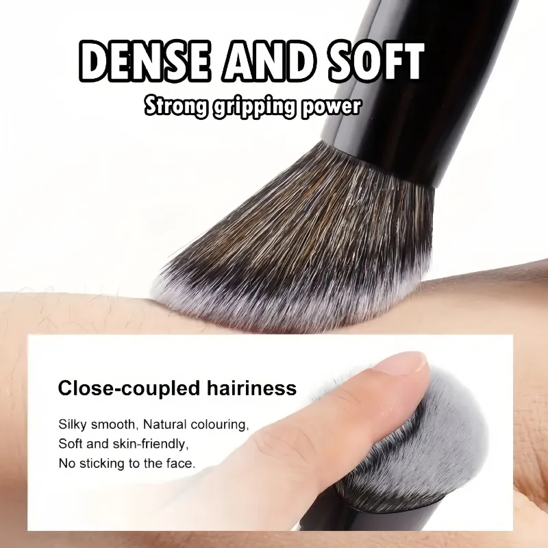 Double Head Makeup Brushes 2 In 1 Flat Angled Foundation Concealer Contour for Blending Loose Powder Liquid Cream Cosmetic Tools - 4