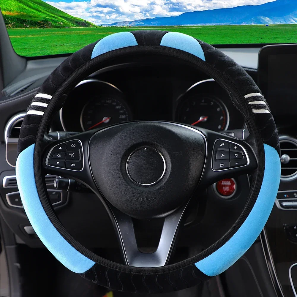 Comfortable Little Monster Plush Steering Wheel Cover Car Accessories Without Inner Ring Steering Wheel Cover for 14.5-15 Inches