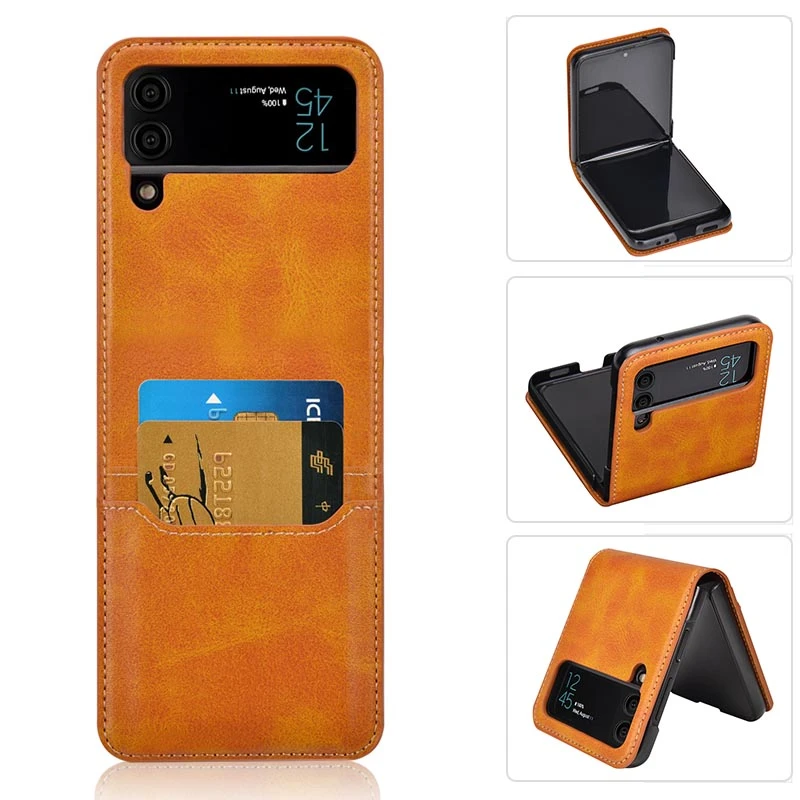 Pu Leather Wallet Case For Samsung Galaxy Z Flip3 Flip4 Cover With Card