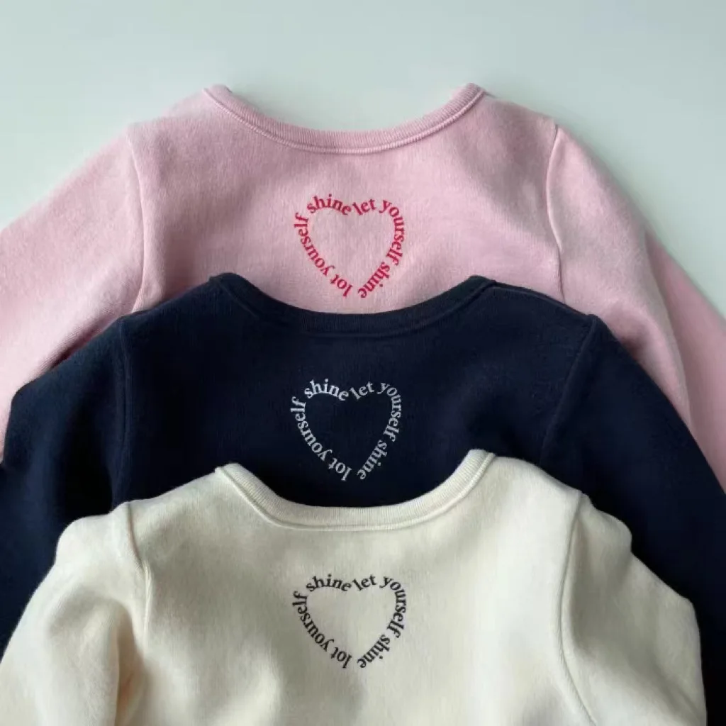 2023 Autumn New Baby Long Sleeve T Shirts Infant Girl Letter Heart Print Tops Toddler Cotton Bottoming Shirts Children Clothes