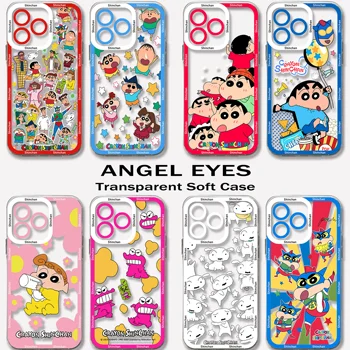 Anime Crayons Shin-chans Phone Case For iPhone 15 14 13 12 Mini 11 Pro Max  XR XS 8 SE Plus Soft Silicone Transparent Cover