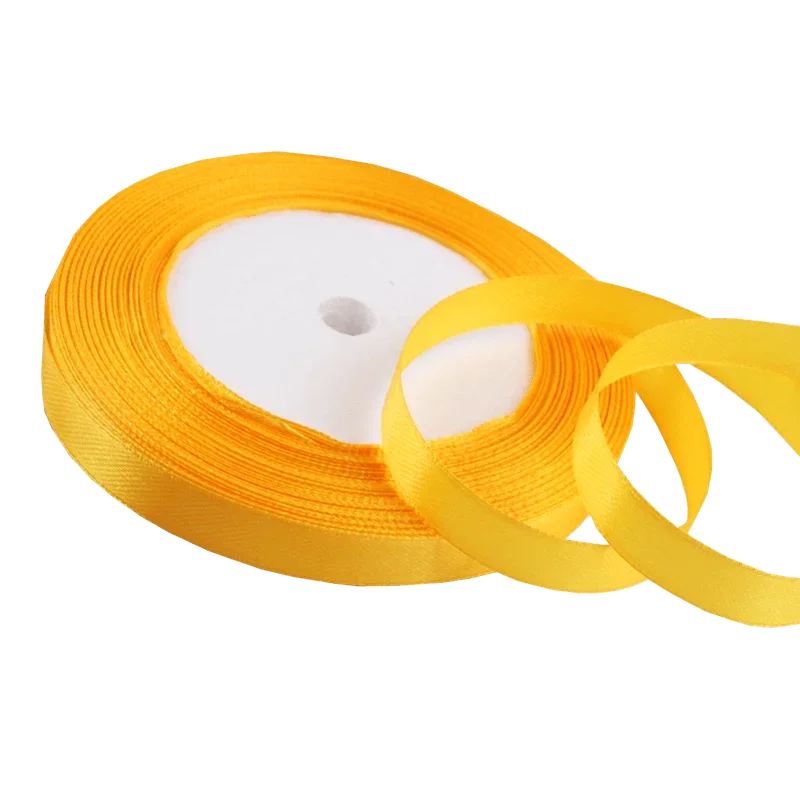 Gold Yellow Satin Ribbon 0.6/1/1.2/1.5/2/2.5/4/5cm Handmade DIY Bow Crafts Packing Christmas Halloween Decoration