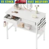 Small Makeup Vanity Desk with Shelves and Drawers Versatile Storage Organizer Compact Wood Dressing Table Bedroom and Office 1