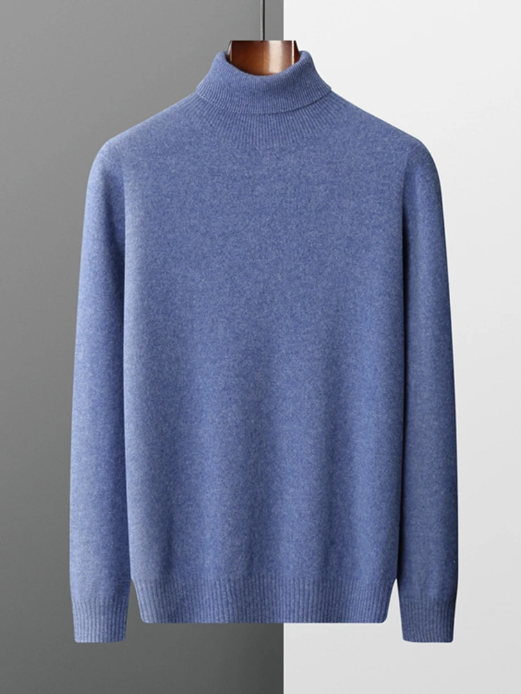 Yoyoselect  Luxury Men Cashmere Sweater Autumn Winter Quality Turtleneck Smart Casual Pullover 100% Cashmere Knitwear Soft Tops 4