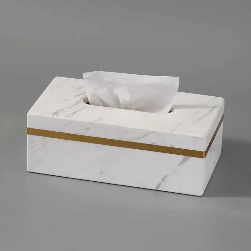 Nordic Modern Natural Marble Tissue Box Rectangular Light Luxury Paper Box Home Hotel Model Room Ornaments Creative Crafts 2