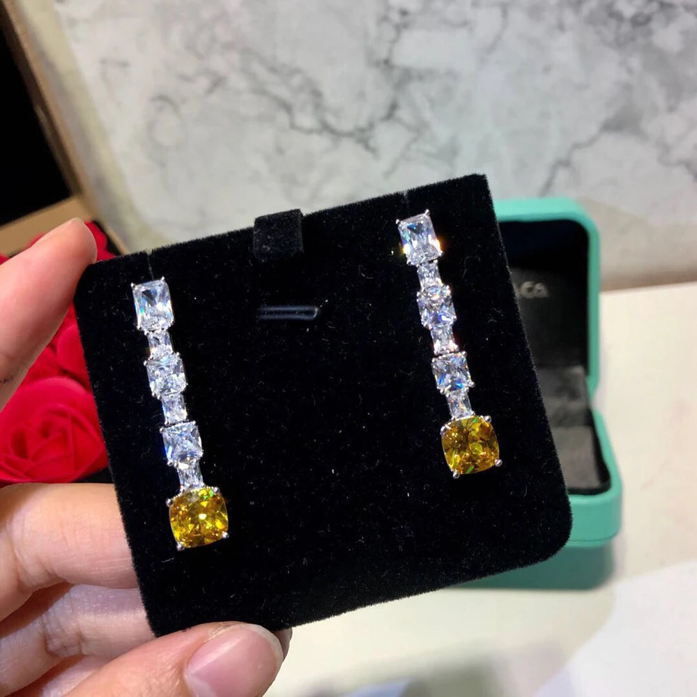 

Fashion Luxury Lady's Silver Color AAA Cubic Zircon Drop Earrings Fashion Women Jewelry Accessories boucle d'oreille E-647