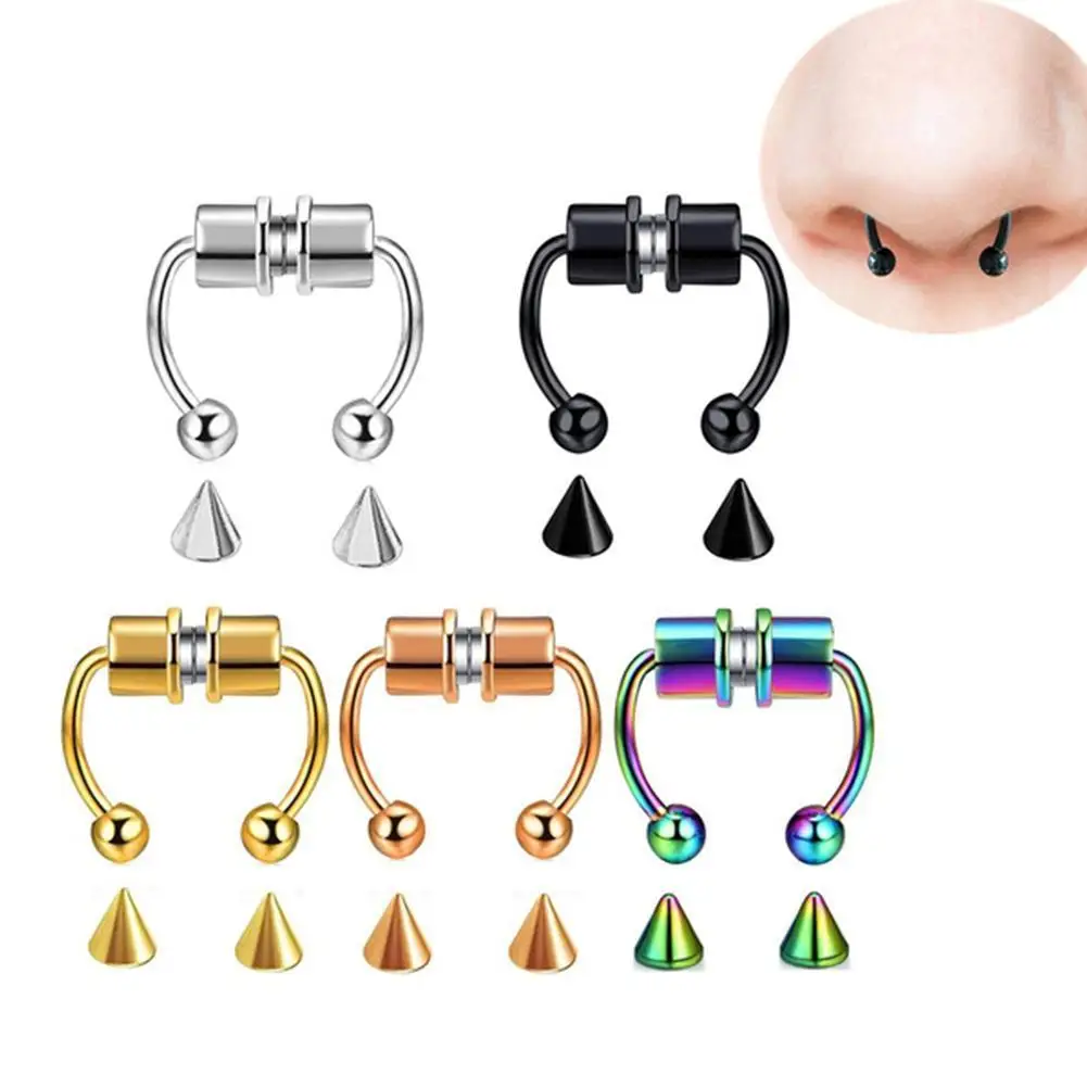 Fake Nose Piercing Septum Hoop Magnet Punk Body Jewelry for Unisex