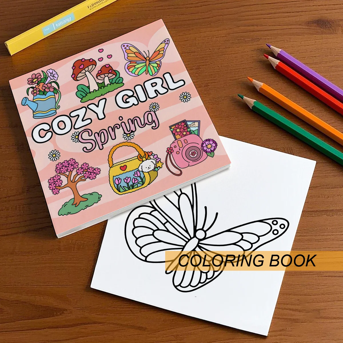 Cozy Girl Spring Art Coloring Book Adventure Color Cozy Adult Picture Book 24Page Cute Drawing Books Perfect Gift For Relaxation 3