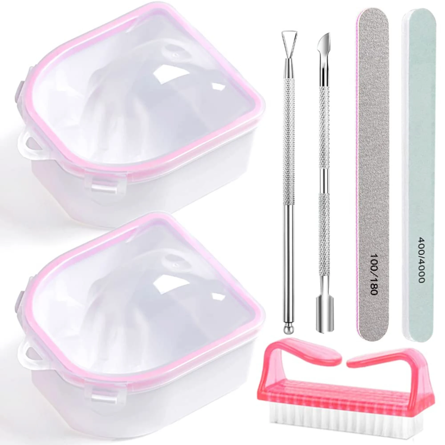 Professional Nail Polish Remover Kit-Deluxe Soaking Set for Acrylic Dip Powder-Manicure Essentials with Cuticle Pusher, Nail