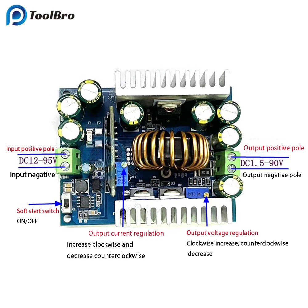 CC CV 조절식 전원 공급 장치 모듈 DC-DC 스텝 다운 벅 컨버터 LED 드라이버, 전압 조정기, 12-95V  2-90V, 500W, 18A