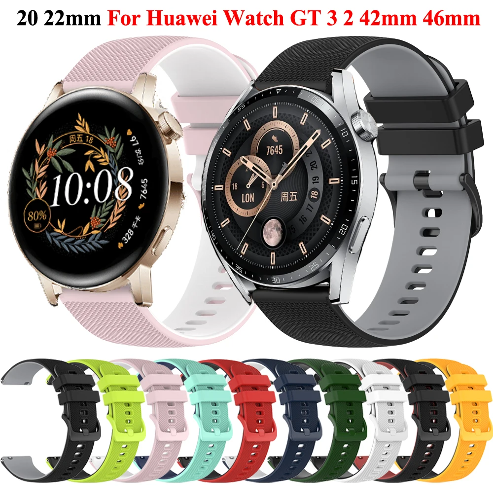 

20 22mm Silicone Strap for Huawei Watch GT3 GT 3 2 42mm 46mm Sport Wristband GT2 Pro Replacement Bracelet Belt Accessories