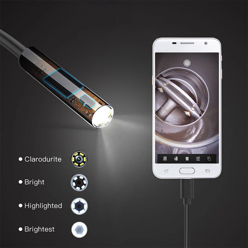 1m 2m 1.5m Wire Mini Endoscope Camera 5.5mm Lens for Android Type-C/USB Borescopes Waterproof Led Lighting Inspection Camera