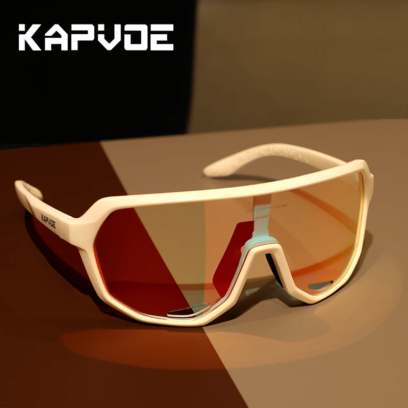 KAPVOE 야외 스포츠 레드 블루 포토 크로 믹 사이클링 선글라스 UV400 ..