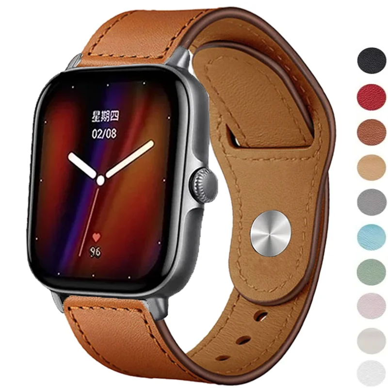 Bandas Para Amazfit Gts 4/2/2E/3 Gts2 Mini/Gtr 42Mm/47Mm/Gtr 4/2/3/Pro/Stratos 3, Pulsera De Cuero, Bip Amazfit/Pace 20Mm Correa De 22Mm