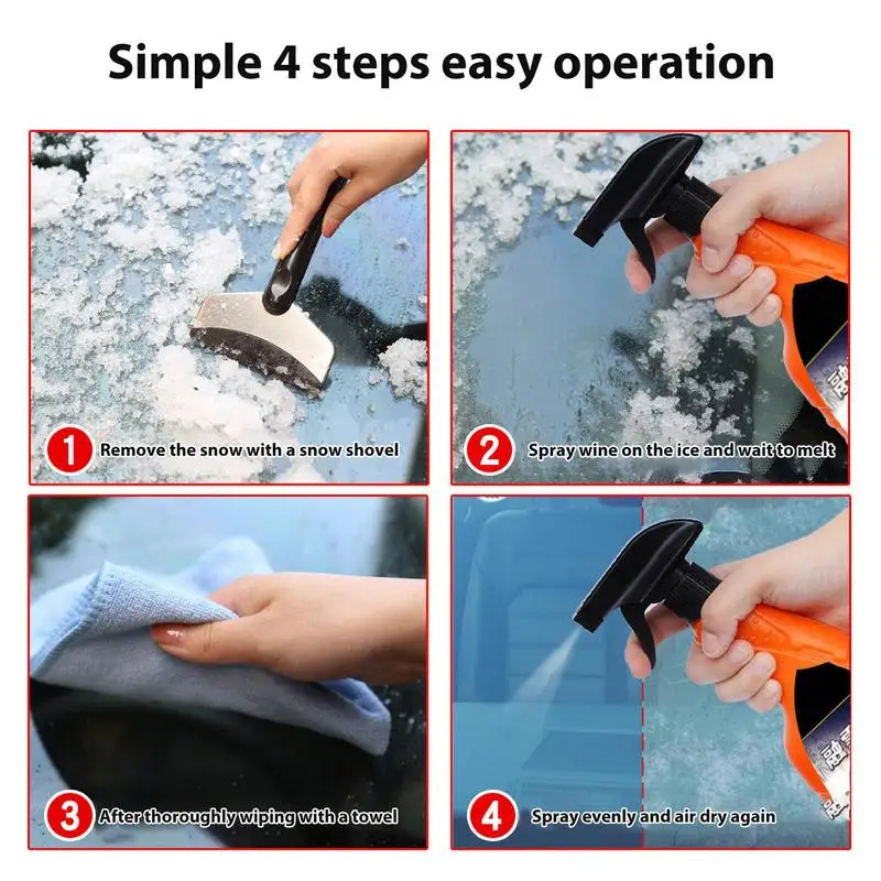 500ml Auto Windshield Deicer Spray Winter Deicer Spray Car Glass Rapid Thawing Antifreeze Liquid Water Spot Remover