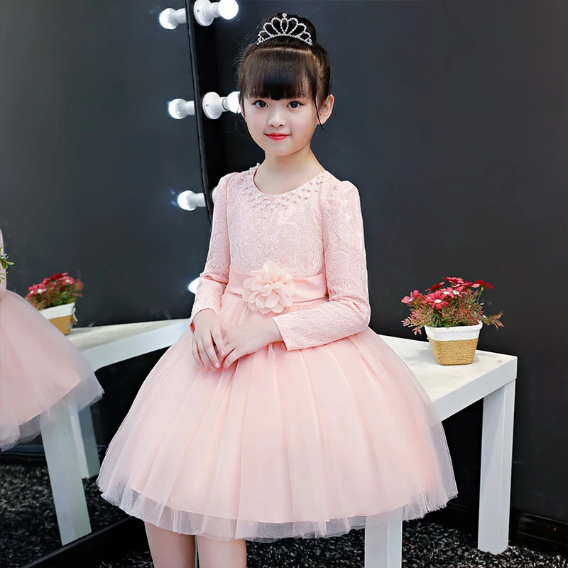 Children Party Flower Girl Long Sleeved Ball Gown Birthday Gift Mesh Wedding Clothes| | - AliExpress
