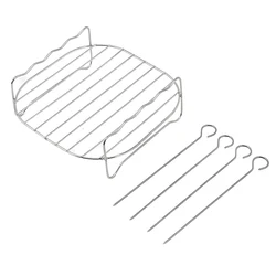 Stainless Steel Double Layer Grill Rack with Roast Picks (1SET)