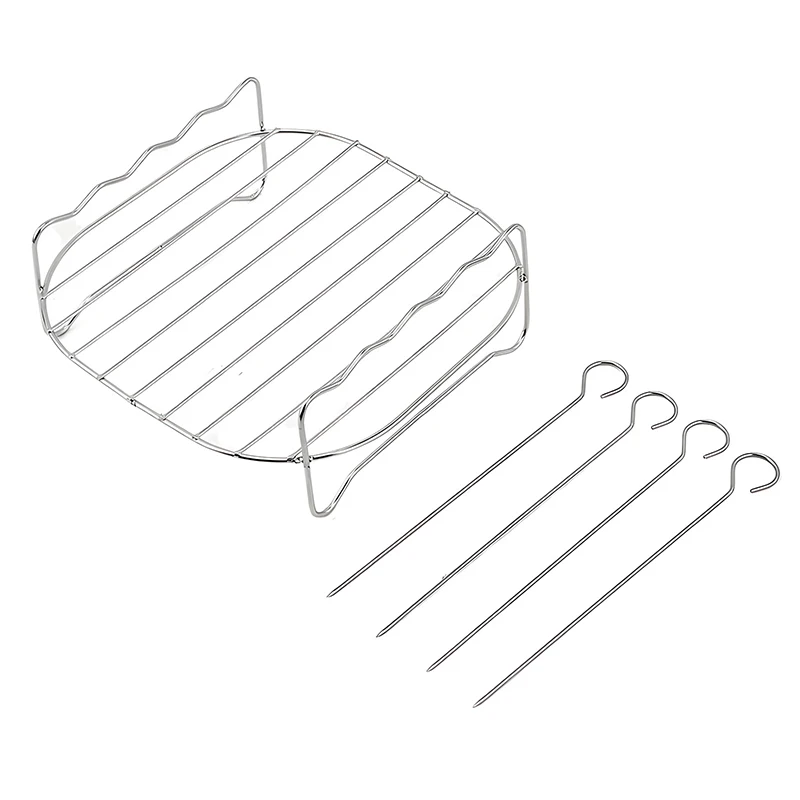 Air Electric Fryer Accessories Stainless Steel Double Layer Grill Rack With 4 Roast Meat Picks Steam Rack Air Fryer Rack