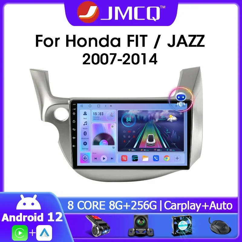 

Автомобильное радио JMCQ 2 din Android 12,0 для HONDA FIT JAZZ 2007-2013 мультимедийный видеоплеер GPS-навигация RDS 4G Carplay головное устройство