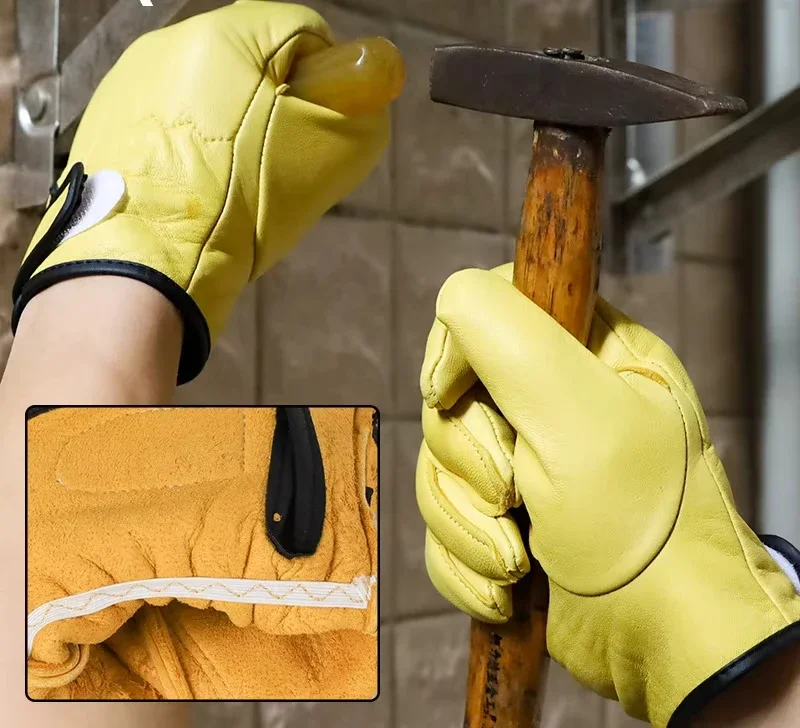 Work Safety Gloves Sheepskin Leather Workers Work Welding Safety Protection Garden Sports Motorcycle Driver Wear-resistant Glove