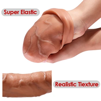 12/14/16/20CM Realistic Penis Sleeve Extender Reusable Dildos Condom Delay Ejaculation Dick Enlargement Male Sex Toys 5