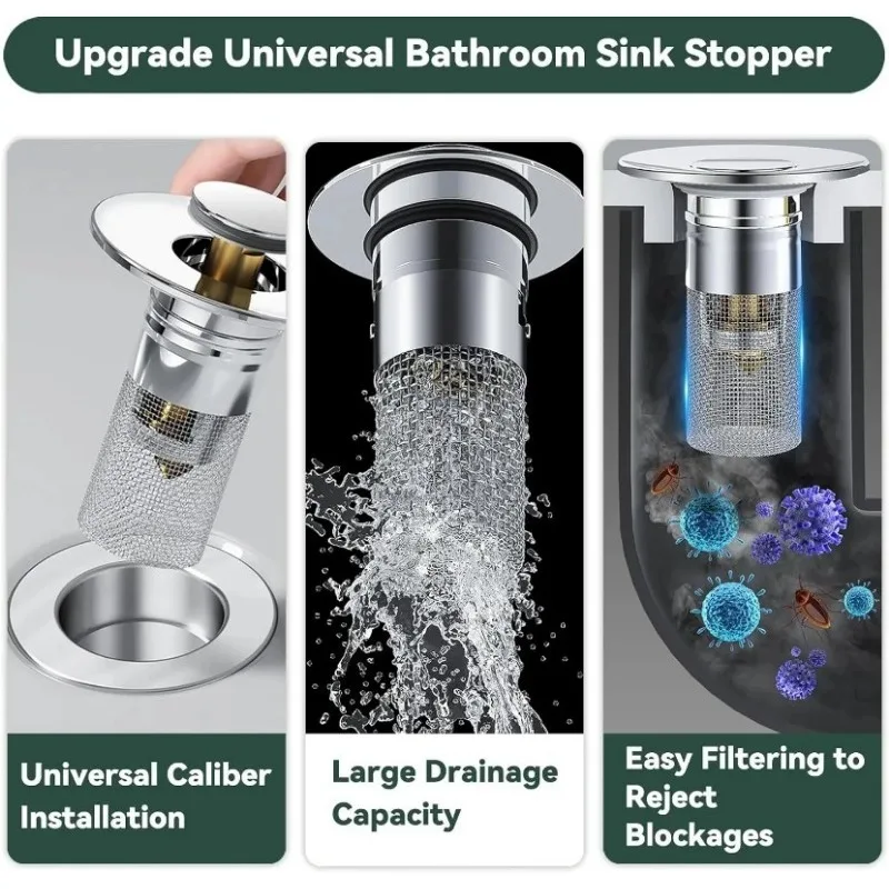 1/2PCS Sink Drains Filter Bathroom Pop-Up Sink Filter Plug Stopper Wash Basin Hair Catcher Strainer Stopper Kitchen Accessories sink filter,kitchen sink filter,sink strainer,hair drain catcher,kitchen sink strainer