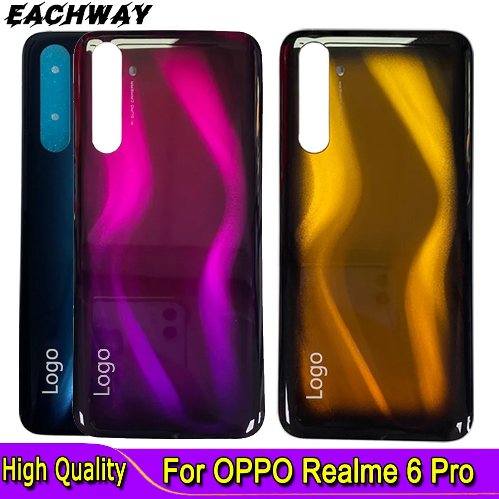 

High Quality For OPPO Realme 6 Pro Battery Cover Rear Housing Door Glass Case Phone Replacement 6.6" For Realme 6 Pro Back Cover