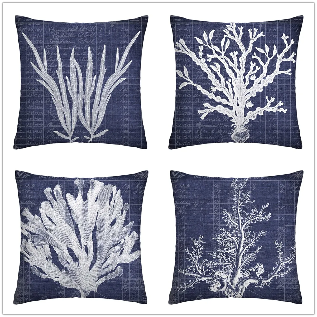 

Blue coral print Plush pillowcase, sofa cushion cover for home improvement, home decoration pillowcase， pillows decor home 40x40