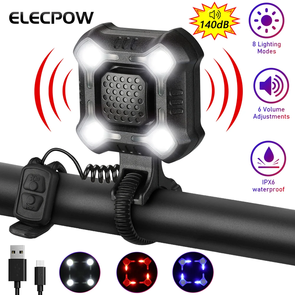 Bicycle Alarm Horn Headlights Waterproof