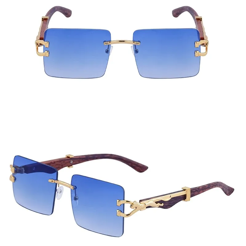 Luxury Rimless Square Sunglasses Man Brand Designer Frameless