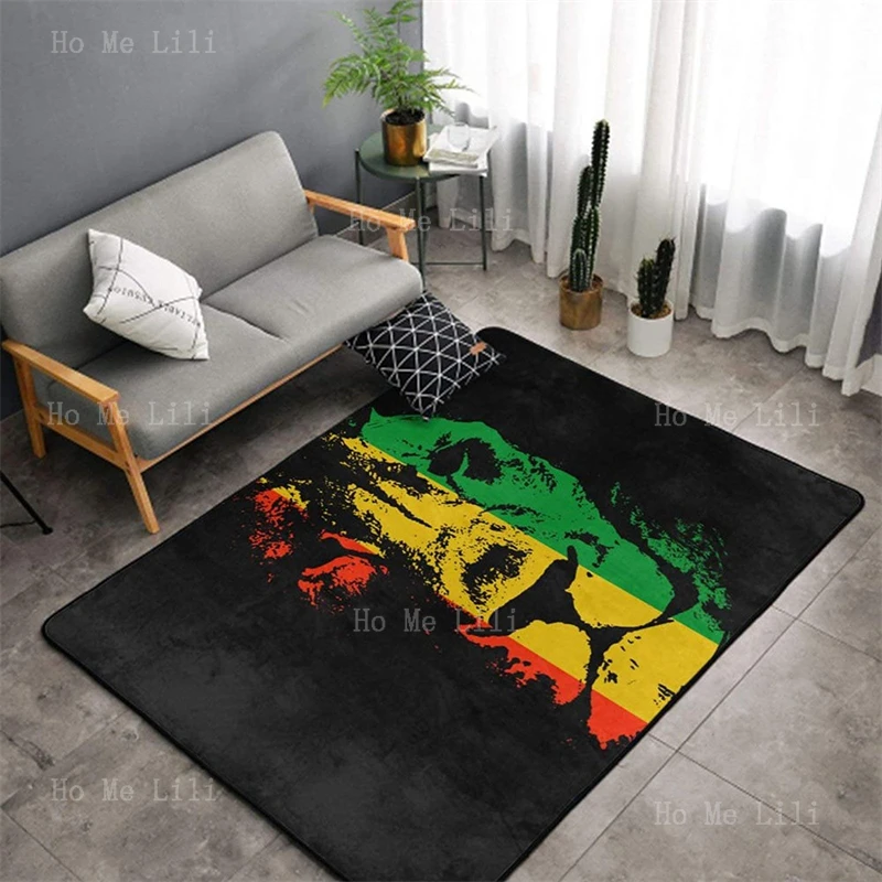 Фланелевый напольный ковер Rasta Flag Регги Лев нескользящий водостойкий из